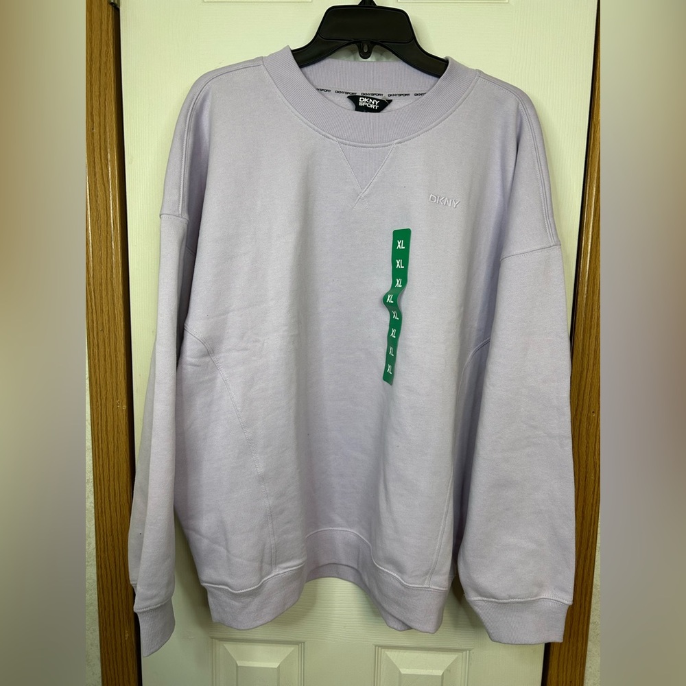 DKNY Sport Lavender Fleece Crewneck Sweatshirt XL Relaxed Fit
